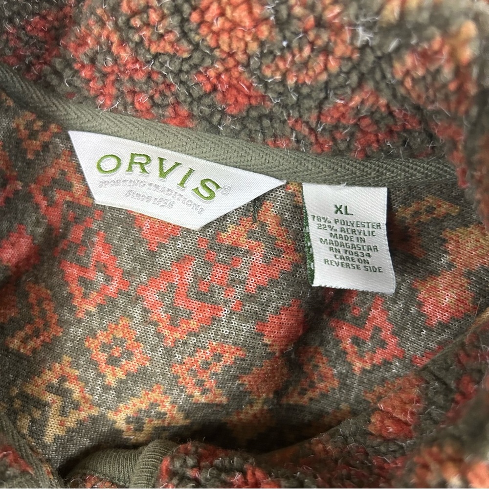 Orvis Multicolor Patterned Toggle Button Fleece J… - image 2